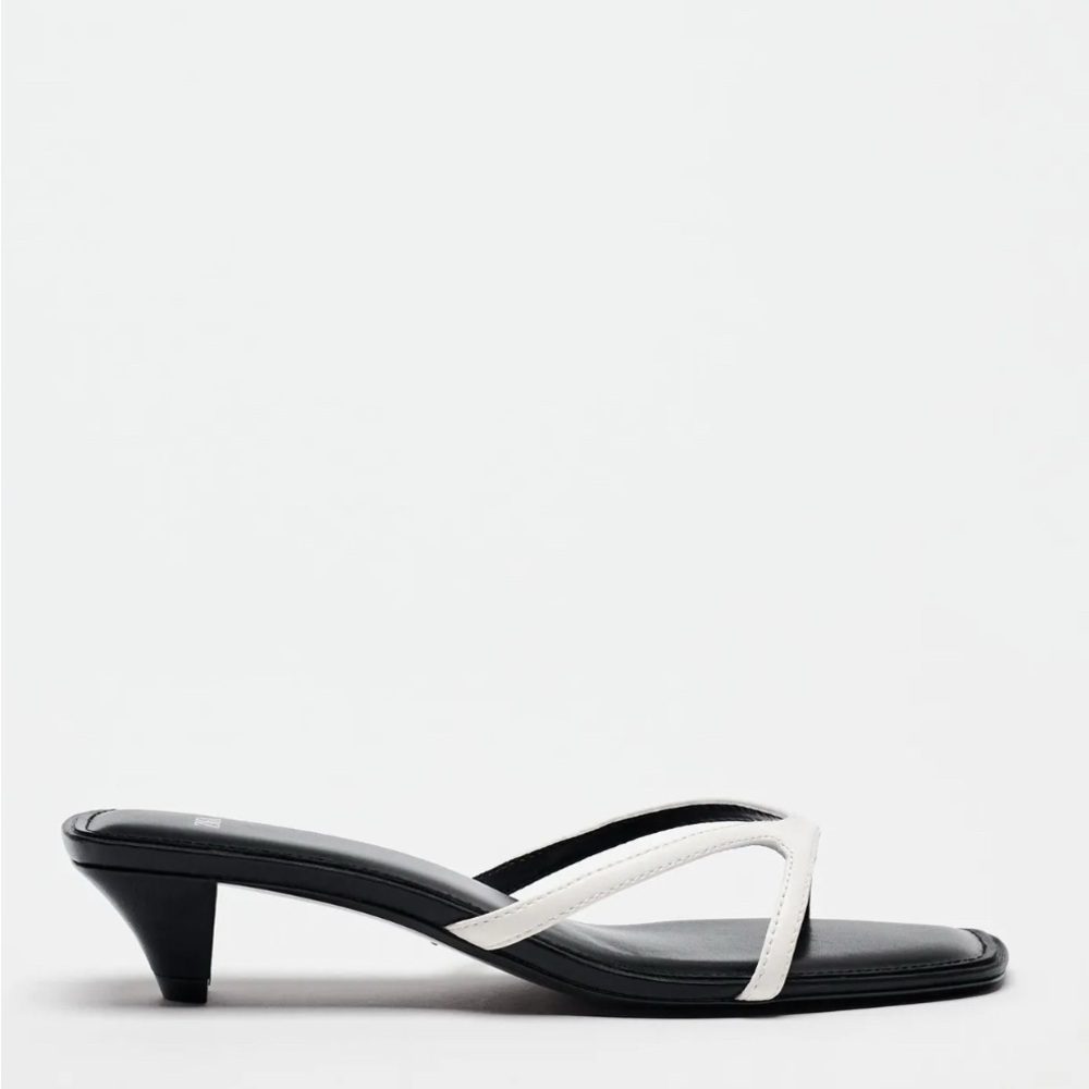 Zara Black and White Heeled Sandals
